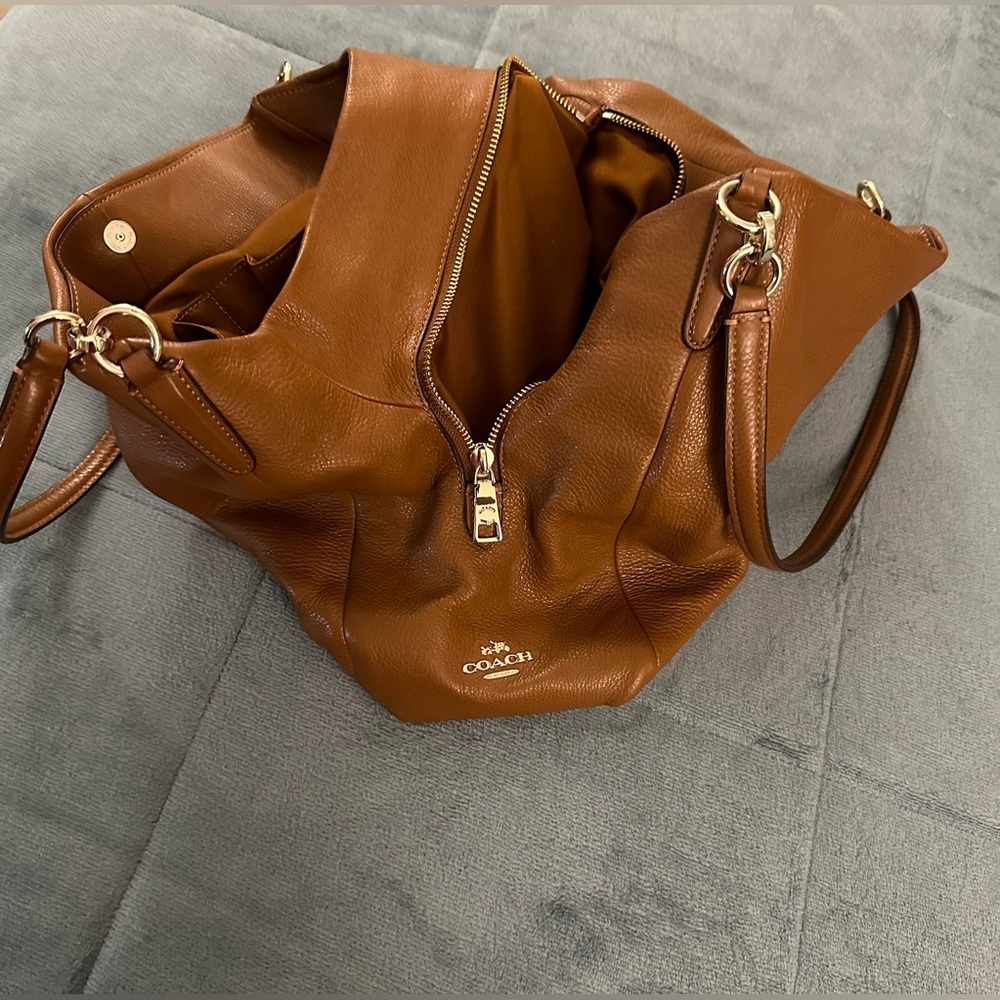 NWOT - Coach Madison Leather Phoebe Handbag Purse Shoulder Bag Gold Orange Spice